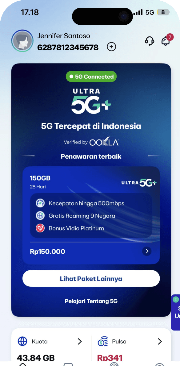 Tampilan aplikasi myXL